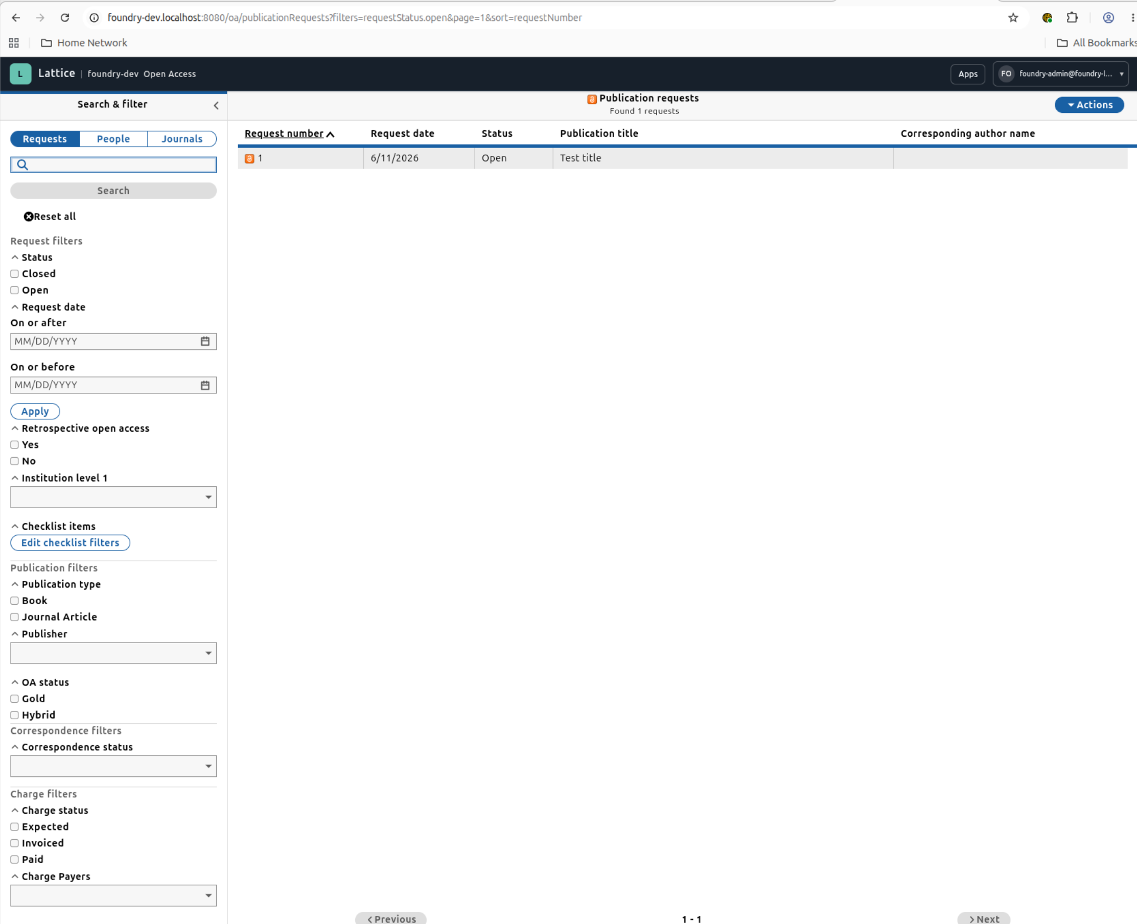 Open Access running inside the Foundry Lattice app shell.